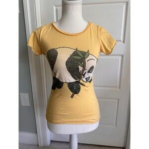 Vintage Y2K American Apparel Panda Tee Yellow Small S Made in USA Heart Breaker.
